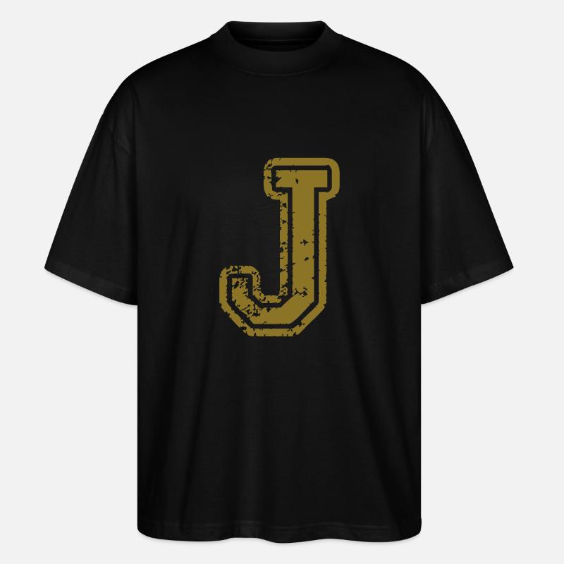 J - Buchstabe - Stanley/Stella Oversized Unisex Bio T-Shirt Blaster 2.0 - Schwarz