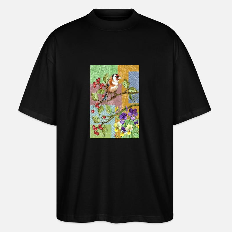 Bunter Vogel - Stanley/Stella Oversized Unisex Bio T-Shirt Blaster 2.0 - Schwarz