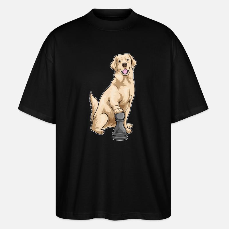 Labrador Schachfigur Bauer Schach - Stanley/Stella Oversized Unisex Bio T-Shirt Blaster 2.0 - Schwarz