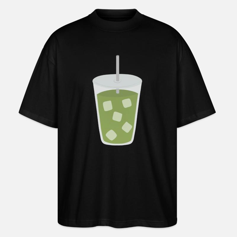 Eisgekühltes Matcha Latte Getränk - Stanley/Stella Oversized Unisex Bio T-Shirt Blaster 2.0 - Schwarz