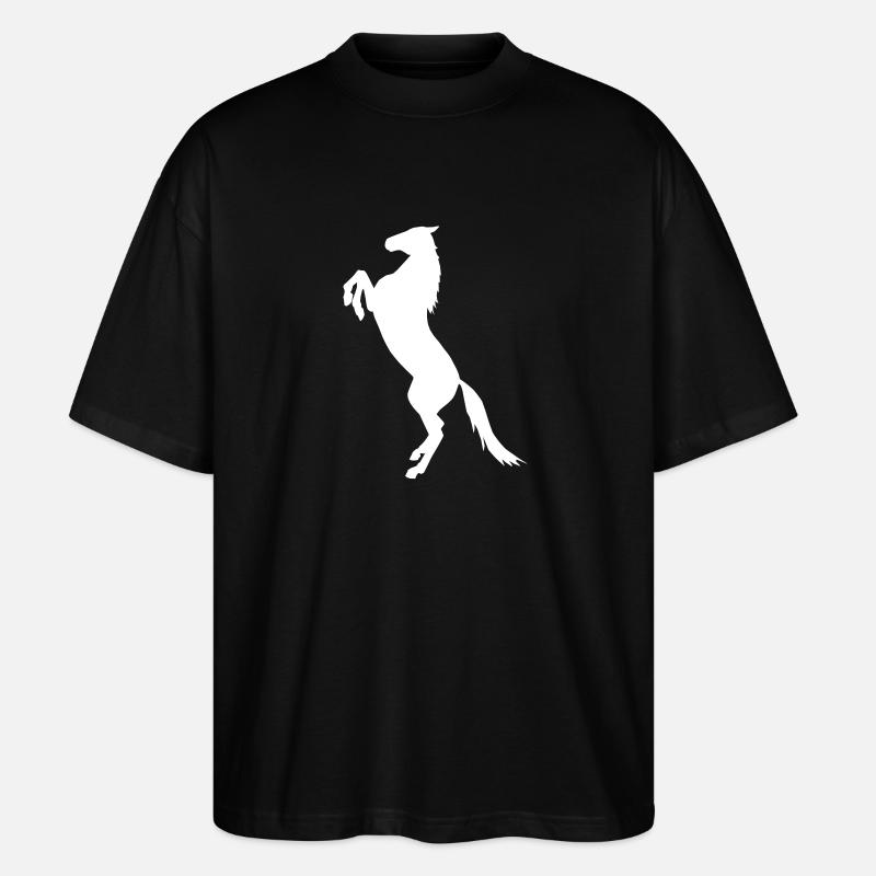 steigendes Pferd - Stanley/Stella Oversized Unisex Bio T-Shirt Blaster 2.0 - Schwarz