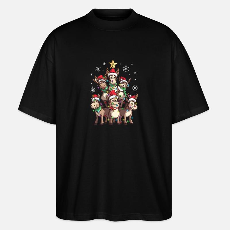 Esel Weihnachten Weihnachtsmann - Stanley/Stella Oversized Unisex Bio T-Shirt Blaster 2.0 - Schwarz