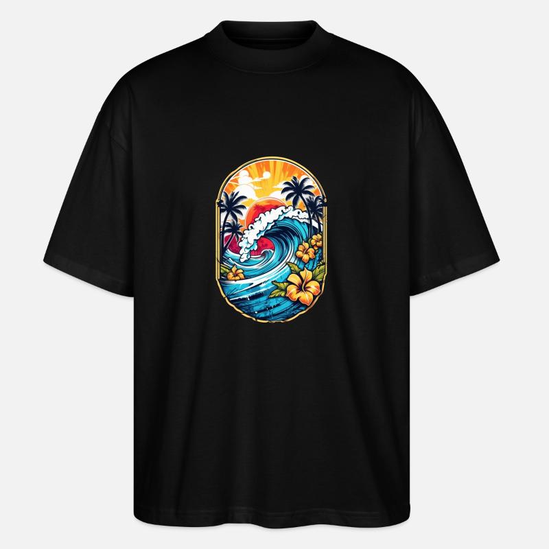 Surf Wave & Hawaii - Stanley/Stella Oversized Unisex Bio T-Shirt Blaster 2.0 - Schwarz