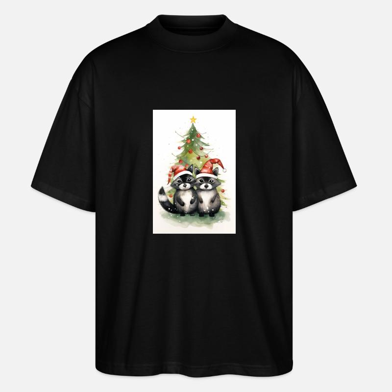 Weihnachtswaschbären - Stanley/Stella Oversized Unisex Bio T-Shirt Blaster 2.0 - Schwarz