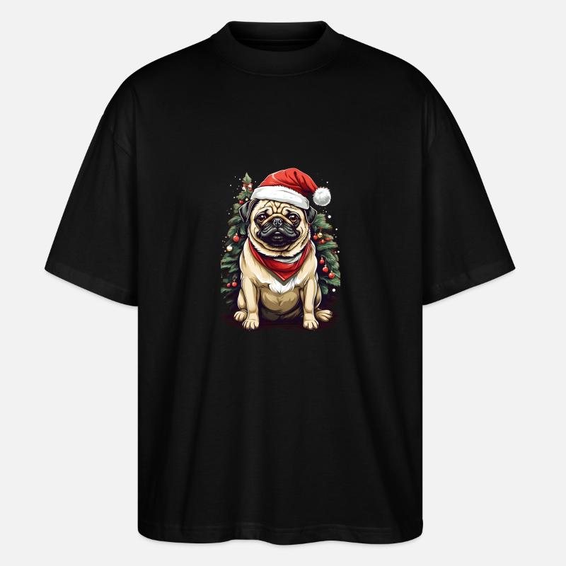 Frohe Weihnachten (Mops) - Stanley/Stella Oversized Unisex Bio T-Shirt Blaster 2.0 - Schwarz