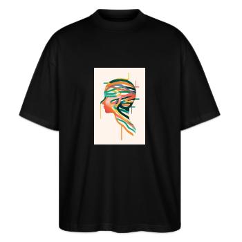 Silhouette mit neurodivergentem und abstraktem Profil. - Stanley/Stella Oversized Unisex Bio T-Shirt Blaster 2.0 - Schwarz - Vorne - Alina (178cm) & Michal (187cm)