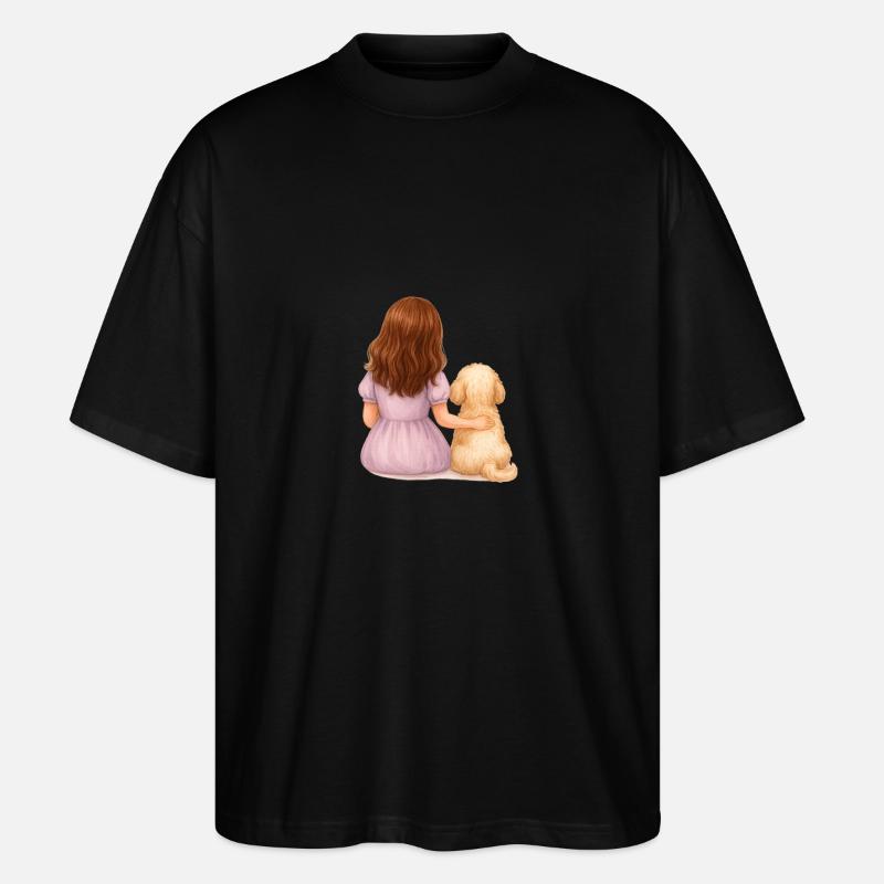 Kleines Mädchen mit Hund - Stanley/Stella Oversized Unisex Bio T-Shirt Blaster 2.0 - Schwarz