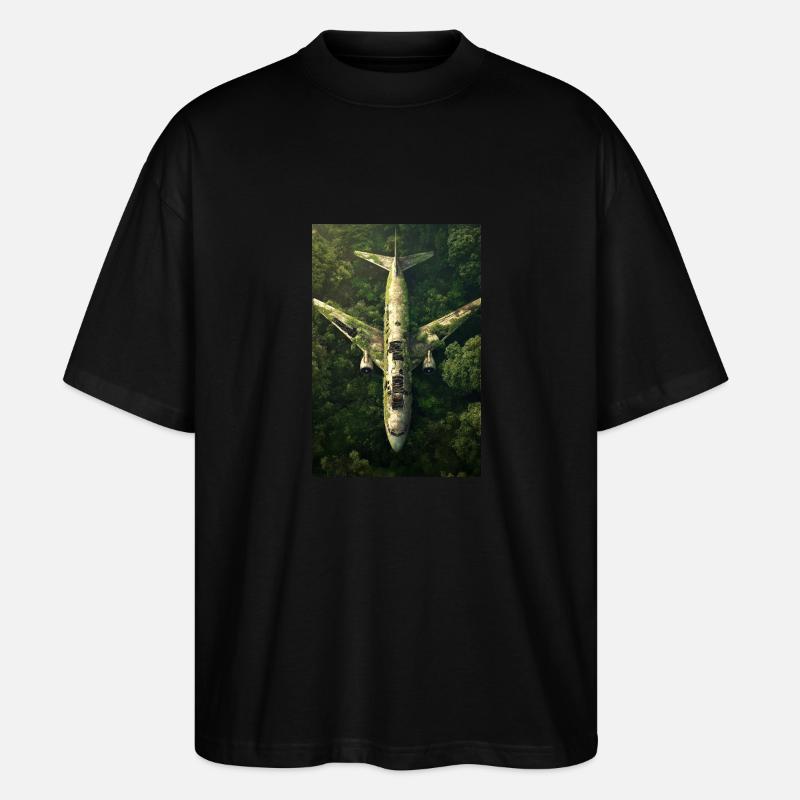 Verlassenes Dschungel-Flugzeugwrack - Stanley/Stella Oversized Unisex Bio T-Shirt Blaster 2.0 - Schwarz