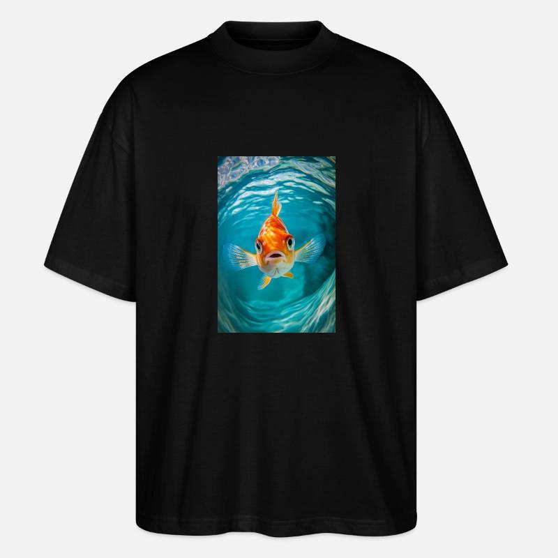 Neugieriger Goldfisch starrt - Stanley/Stella Oversized Unisex Bio T-Shirt Blaster 2.0 - Schwarz