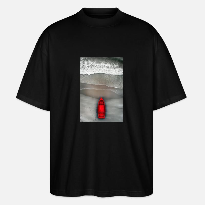 Rotes Boot am Grauen Ufer - Stanley/Stella Oversized Unisex Bio T-Shirt Blaster 2.0 - Schwarz