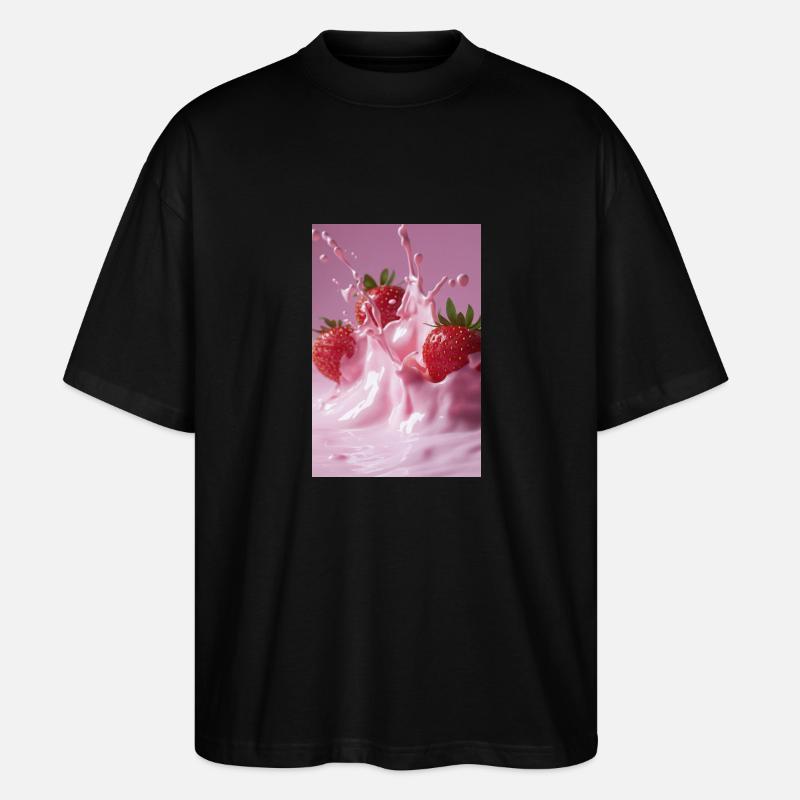 Erdbeeren in Pink Splash - Stanley/Stella Oversized Unisex Bio T-Shirt Blaster 2.0 - Schwarz