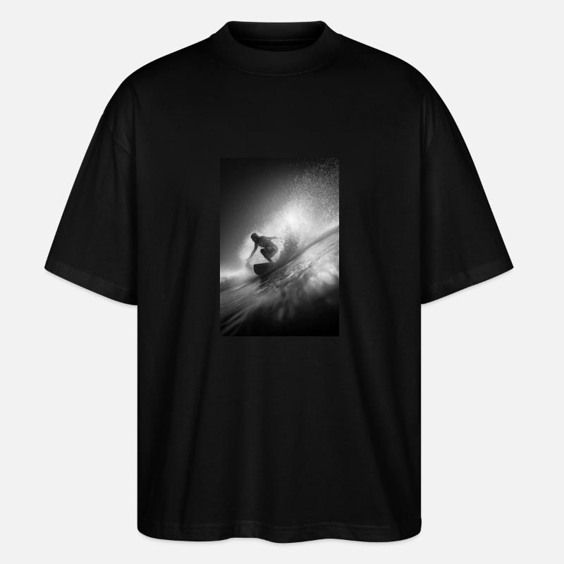 Schwarz-Weiß-Surf-Explosion - Stanley/Stella Oversized Unisex Bio T-Shirt Blaster 2.0 - Schwarz