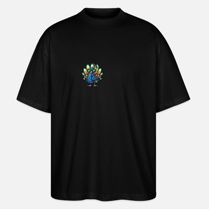 Oiseau paon bande dessinée cool - T-shirt bio Blaster 2.0 coupe oversize Stanley/Stella Unisexe - noir