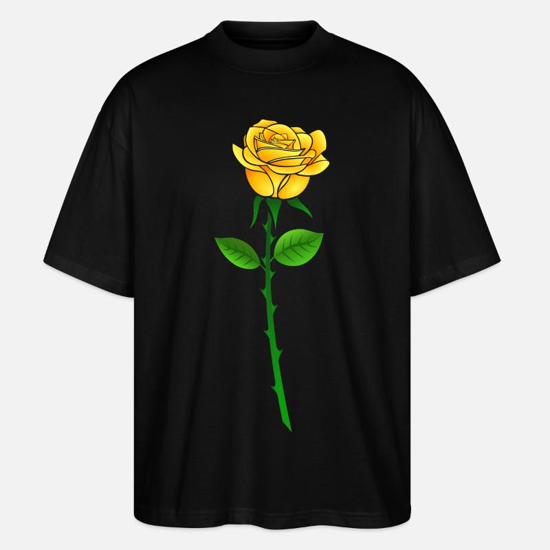 Gelbe Rose mit Stil - Stanley/Stella Oversized Unisex Bio T-Shirt Blaster 2.0 - Schwarz