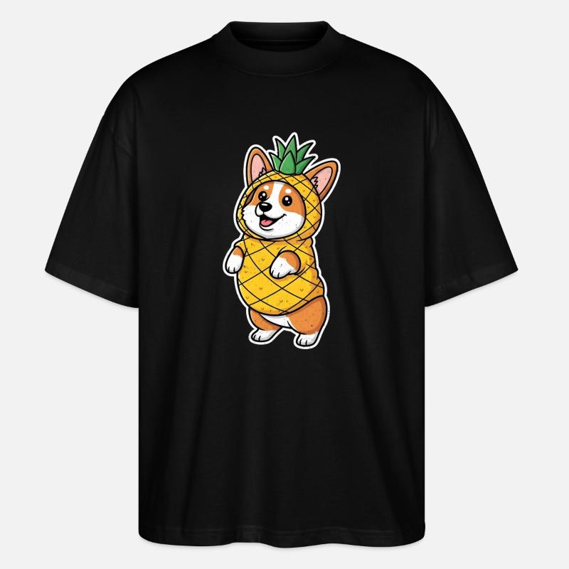 Corgi Pineapple Costume - Stanley/Stella Oversized Unisex Organic T-shirt Blaster 2.0 - black