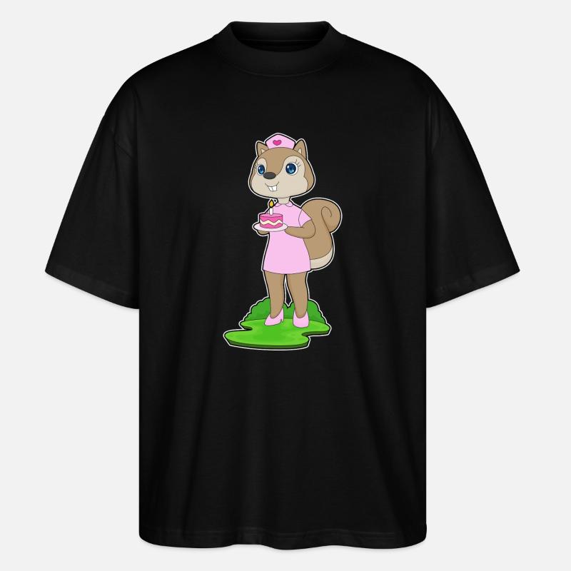 Infirmière d’anniversaire d’écureuil - T-shirt bio Blaster 2.0 coupe oversize Stanley/Stella Unisexe - noir