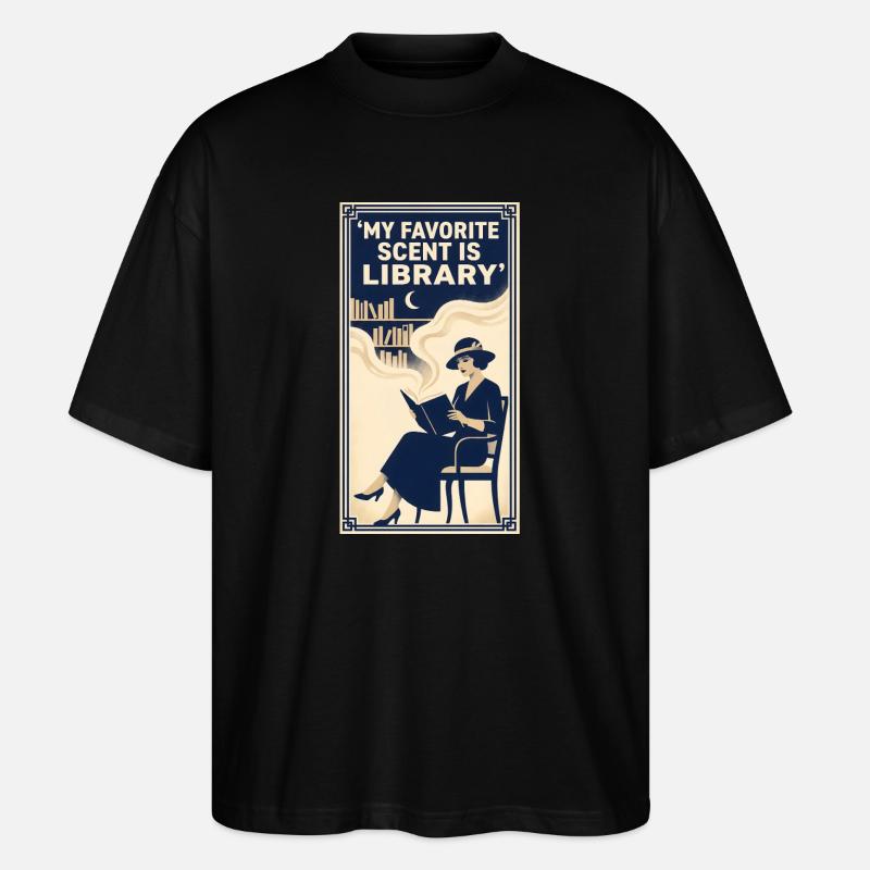 Lieblingsduft Bibliothek | Bücherliebe - Stanley/Stella Oversized Unisex Bio T-Shirt Blaster 2.0 - Schwarz