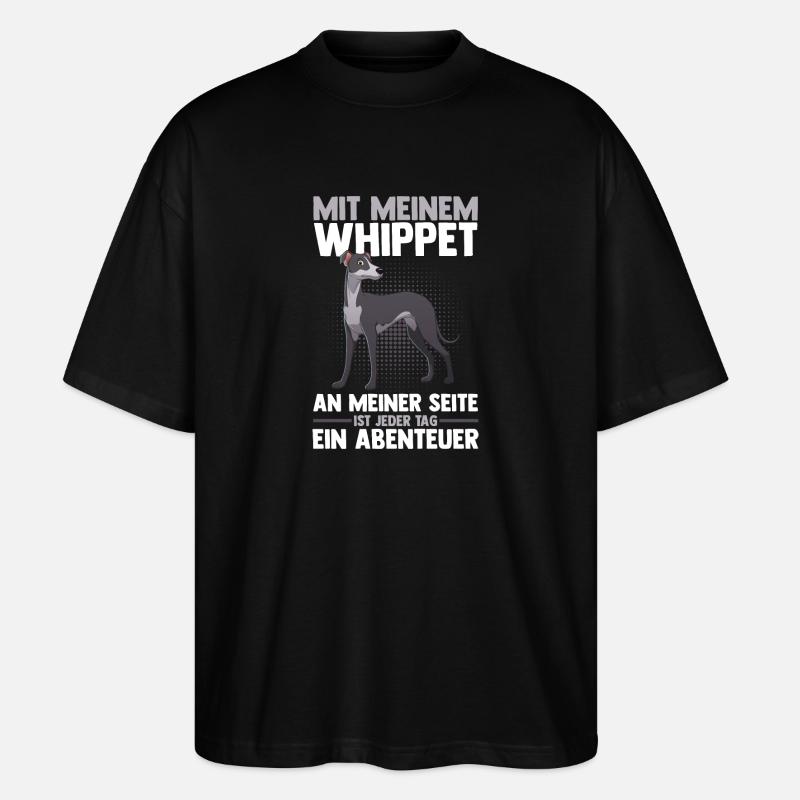 Hund Whippet - Stanley/Stella Oversized Unisex Bio T-Shirt Blaster 2.0 - Schwarz