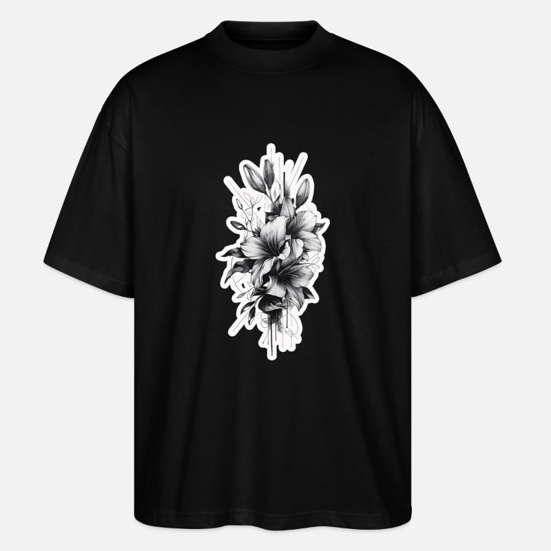 Wunderschönes Blumengesteck in Tribalform - Stanley/Stella Oversized Unisex Bio T-Shirt Blaster 2.0 - Schwarz