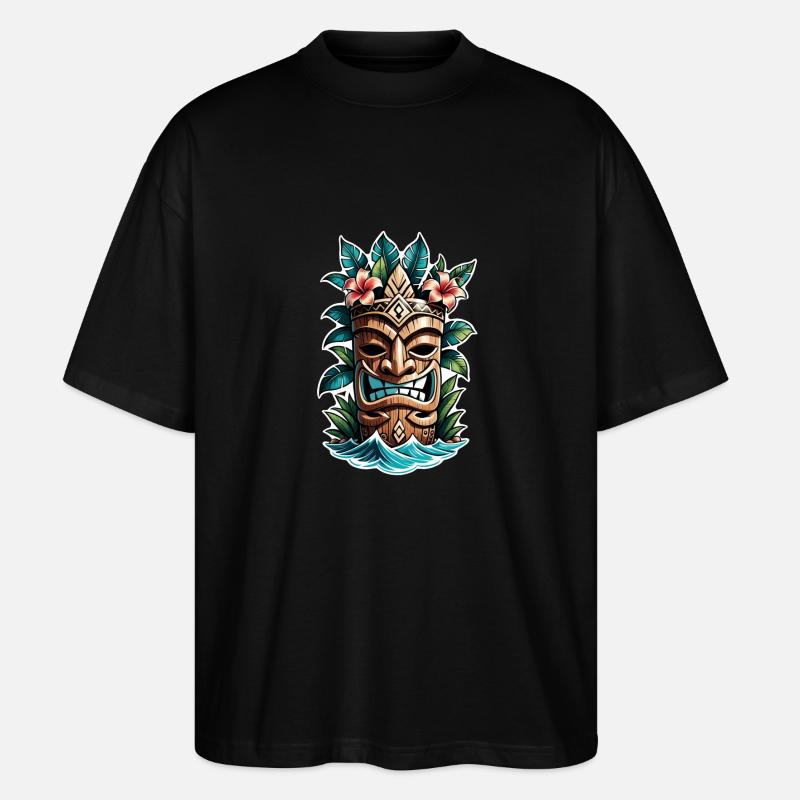 Tiki Beach - Polynesia Statue - Stanley/Stella Oversized Unisex Organic T-shirt Blaster 2.0 - black