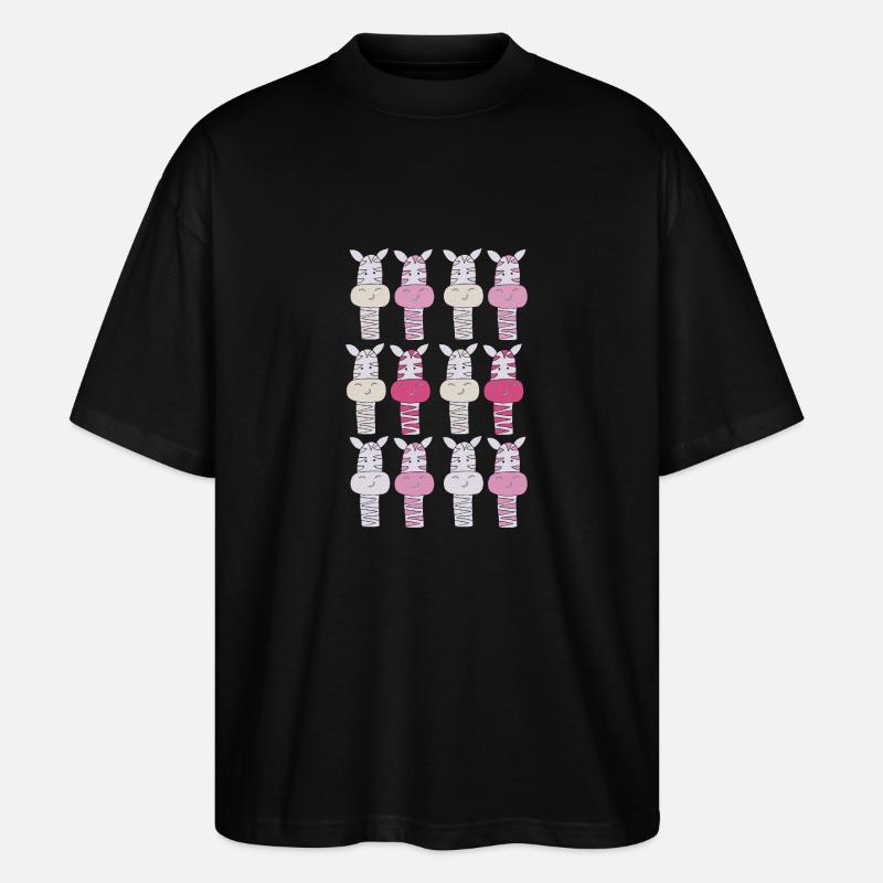 Zebra Pattern Pink - Stanley/Stella Oversized Unisex Organic T-shirt Blaster 2.0 - black
