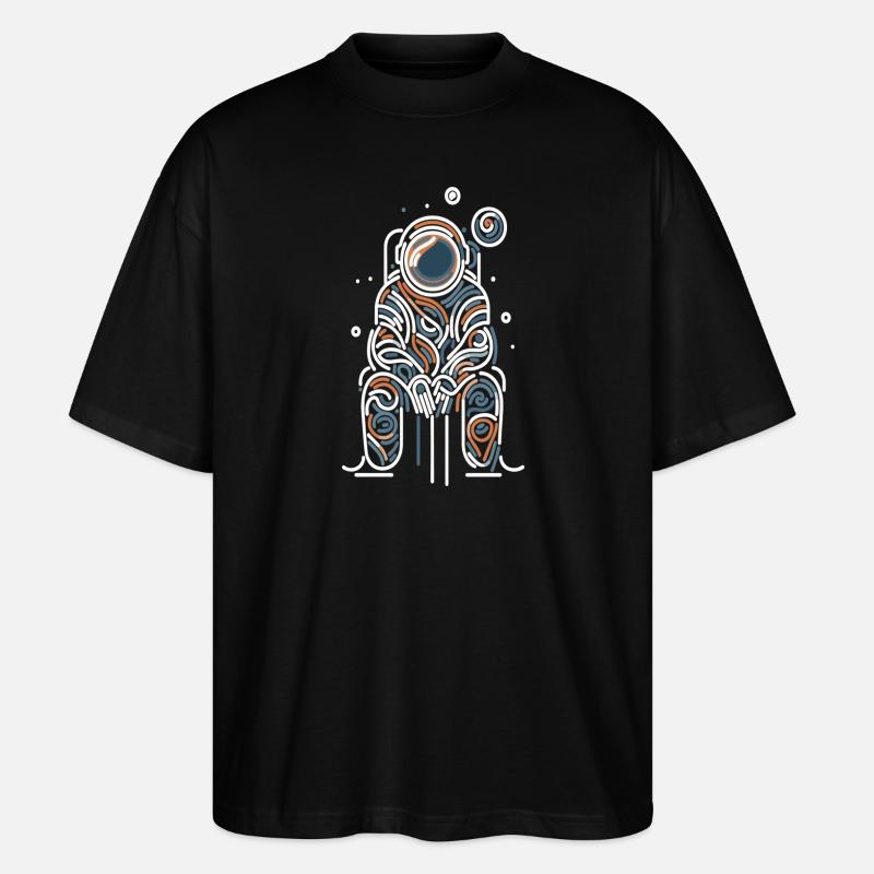 Kosmische Liebe - Linien-Astronaut - Stanley/Stella Oversized Unisex Bio T-Shirt Blaster 2.0 - Schwarz