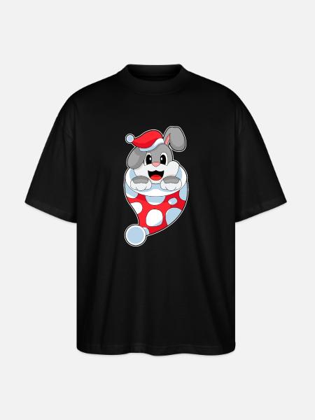 Chaussette de Noël Lapin - T-shirt bio Blaster 2.0 coupe oversize Stanley/Stella Unisexe - noir