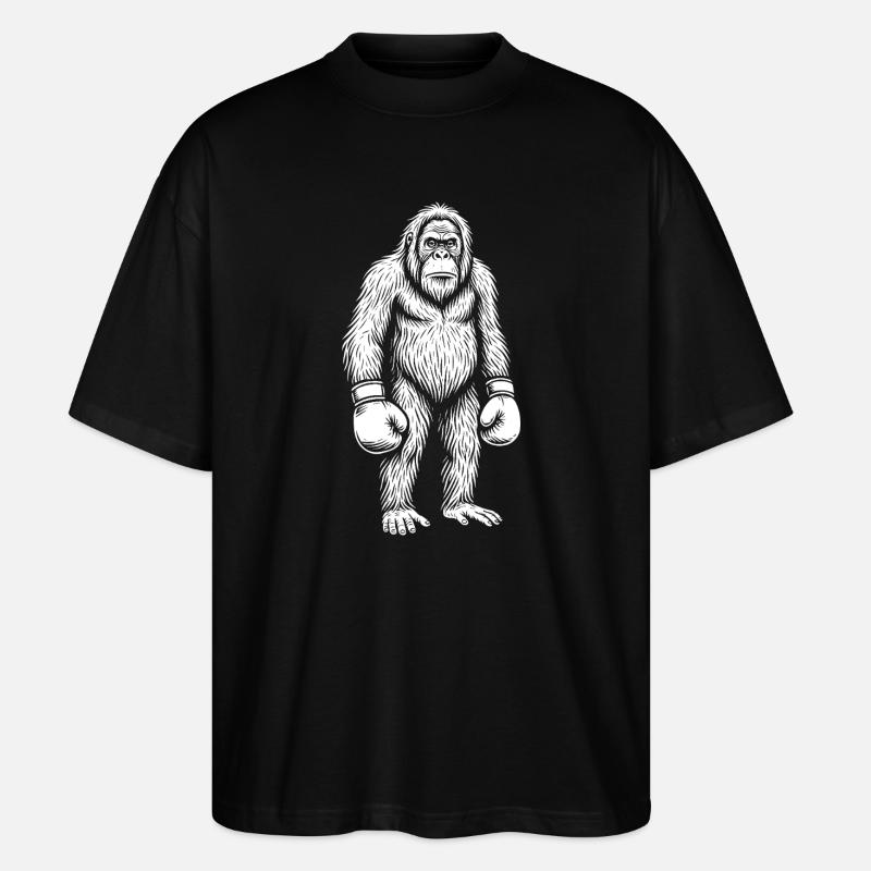 Orangutan Boxing Silhouette - Stanley/Stella Oversized Unisex Organic T-shirt Blaster 2.0 - black