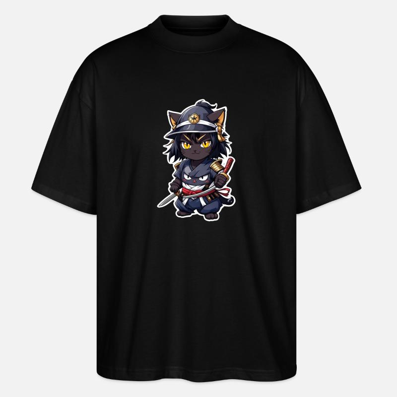 chat ninja - chaton samourai - T-shirt bio Blaster 2.0 coupe oversize Stanley/Stella Unisexe - noir