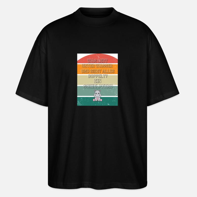 Retro Nilpferd - Stanley/Stella Oversized Unisex Bio T-Shirt Blaster 2.0 - Schwarz