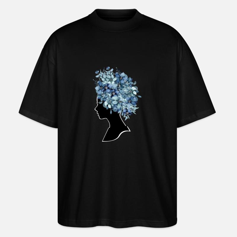 Fleurs bleues - T-shirt bio Blaster 2.0 coupe oversize Stanley/Stella Unisexe - noir