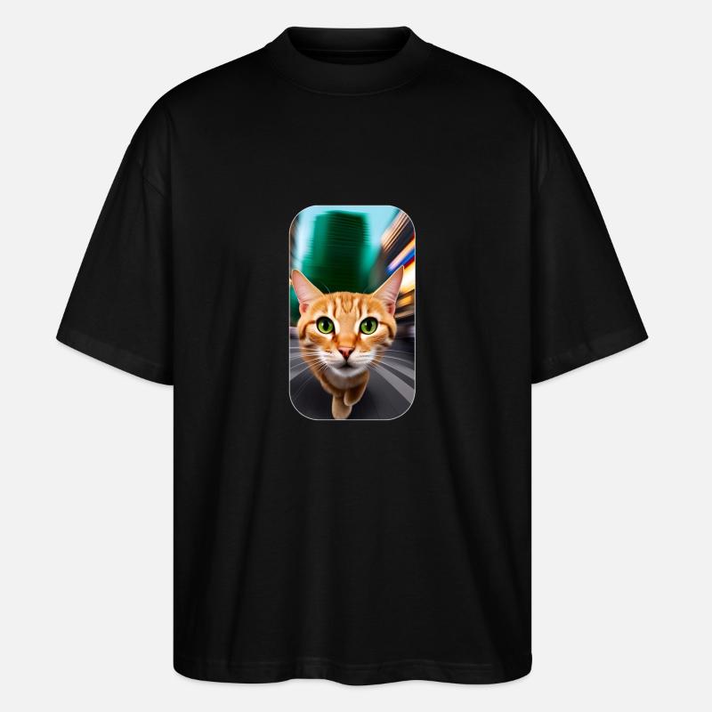 Neugierige katze - Stanley/Stella Oversized Unisex Bio T-Shirt Blaster 2.0 - Schwarz
