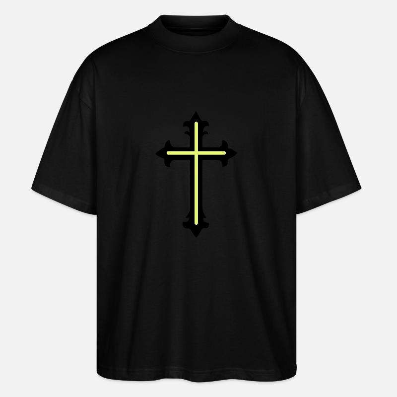 Symbole de croix Ligne - T-shirt bio Blaster 2.0 coupe oversize Stanley/Stella Unisexe - noir