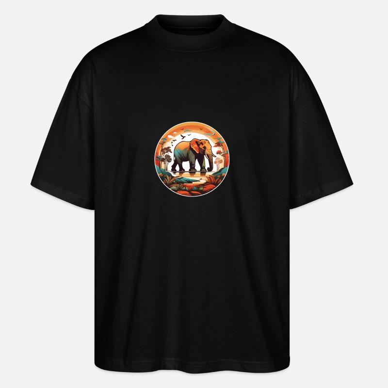 Conception d’éléphant d’Afrique - T-shirt bio Blaster 2.0 coupe oversize Stanley/Stella Unisexe - noir