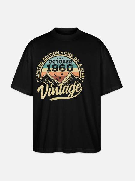 October 1960 Birthday 1960 Born October 1960 - Stanley/Stella Oversized Unisex Organic T-shirt Blaster 2.0 - black