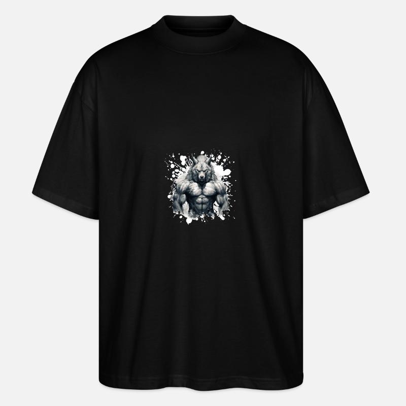 Wolf Muskeln - Stanley/Stella Oversized Unisex Bio T-Shirt Blaster 2.0 - Schwarz