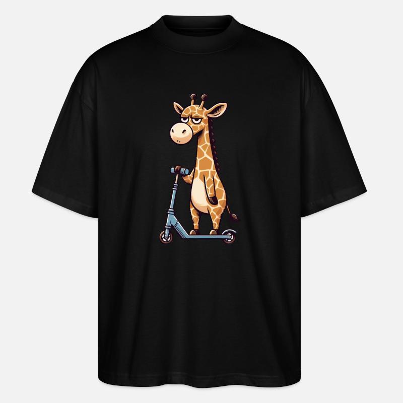 Girafe sur bande dessinée Kickroller - T-shirt bio Blaster 2.0 coupe oversize Stanley/Stella Unisexe - noir