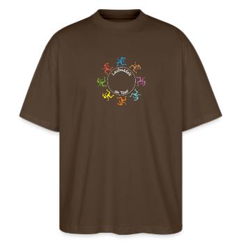 The ultimate design for joggers on tour - Stanley/Stella Oversized Unisex Organic T-shirt Blaster 2.0 - mocha - Front - Alina (178cm) & Michal (187cm)