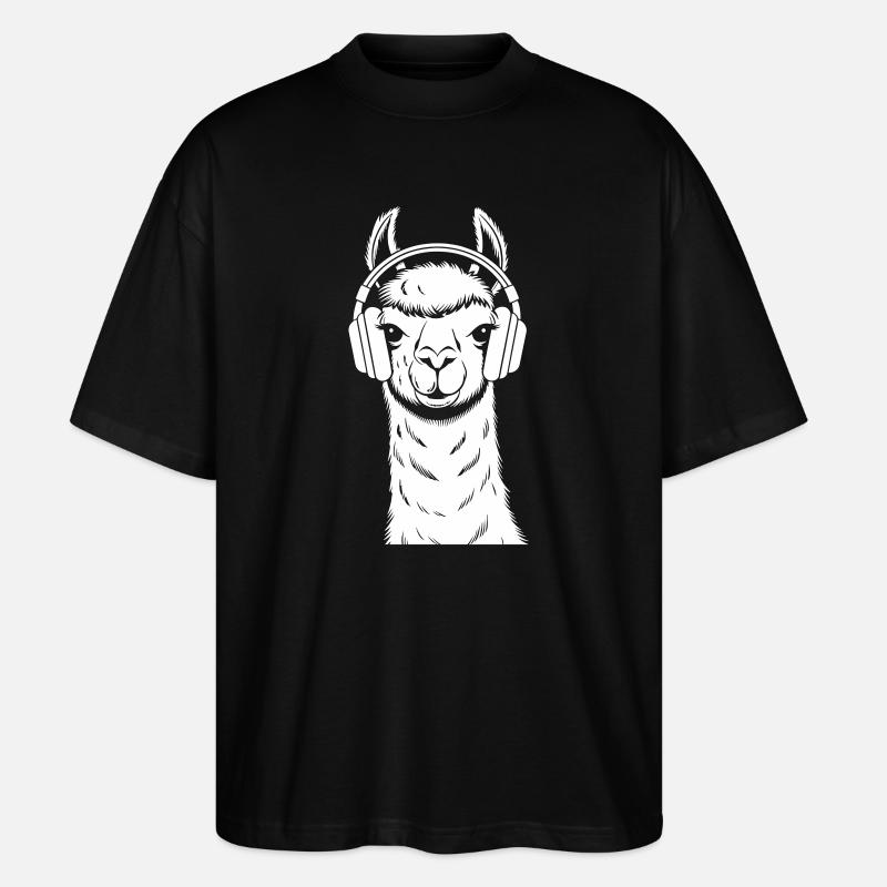 Lama cool avec casque - T-shirt bio Blaster 2.0 coupe oversize Stanley/Stella Unisexe - noir