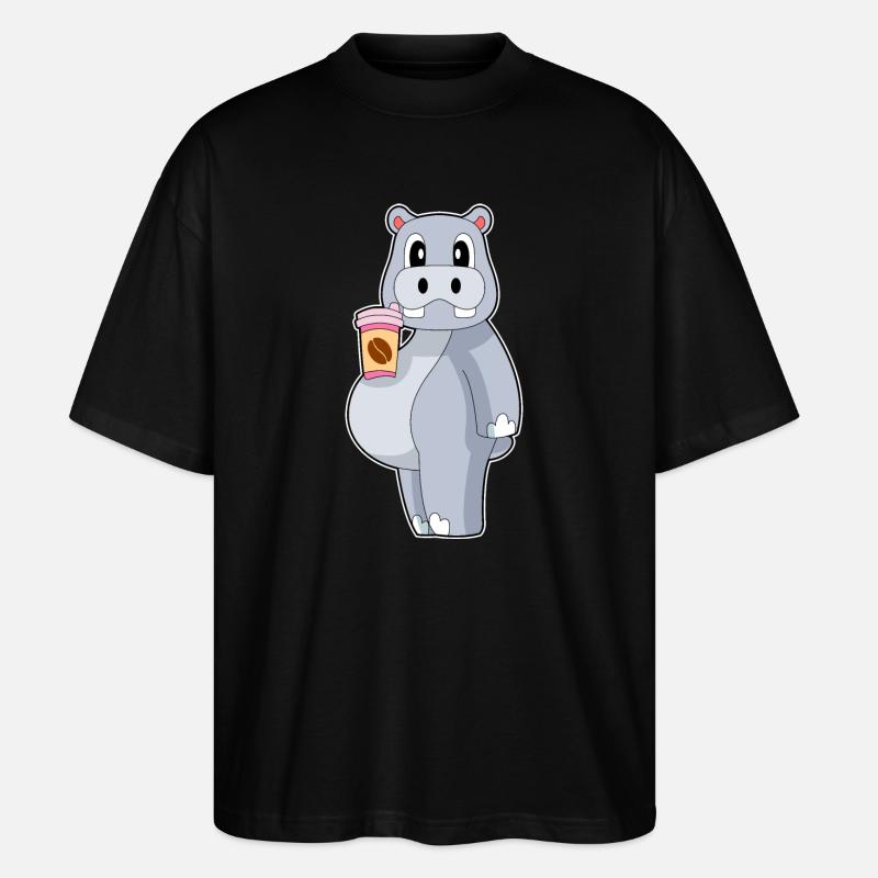 Nilpferd Coffee to go - Stanley/Stella Oversized Unisex Bio T-Shirt Blaster 2.0 - Schwarz