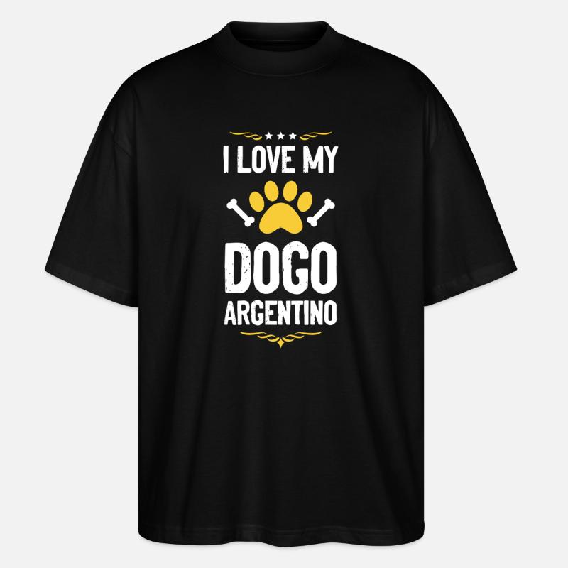 J’adore mon Dogue Argentino - T-shirt bio Blaster 2.0 coupe oversize Stanley/Stella Unisexe - noir