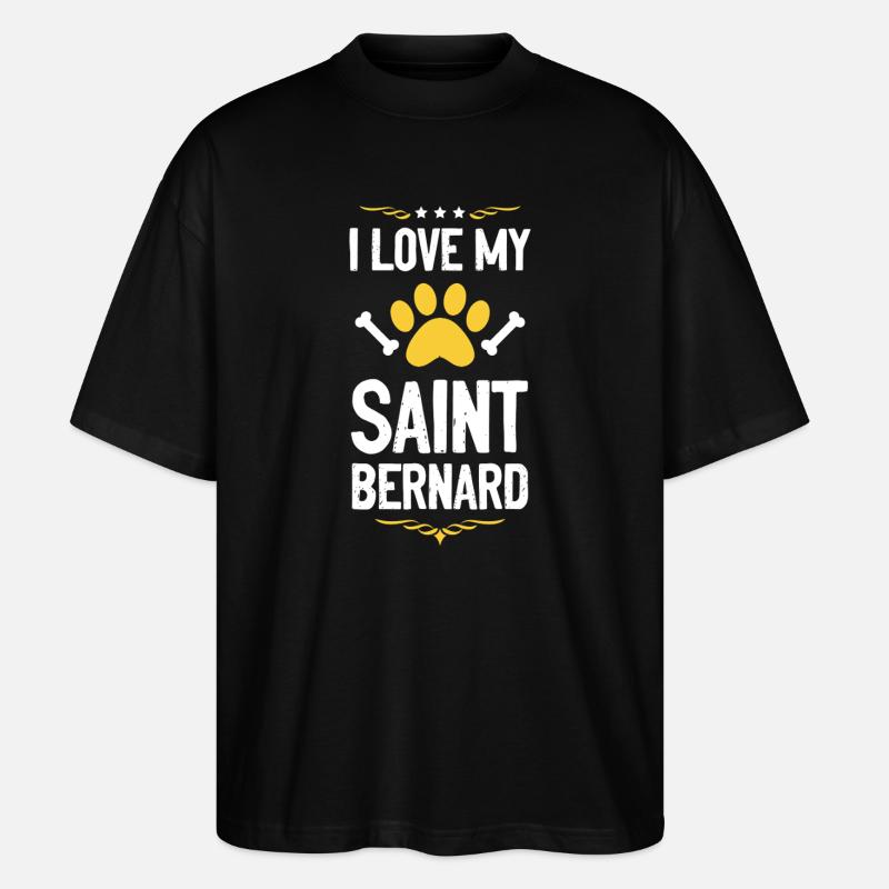 Ich liebe meinen Saint Bernard - Stanley/Stella Oversized Unisex Bio T-Shirt Blaster 2.0 - Schwarz