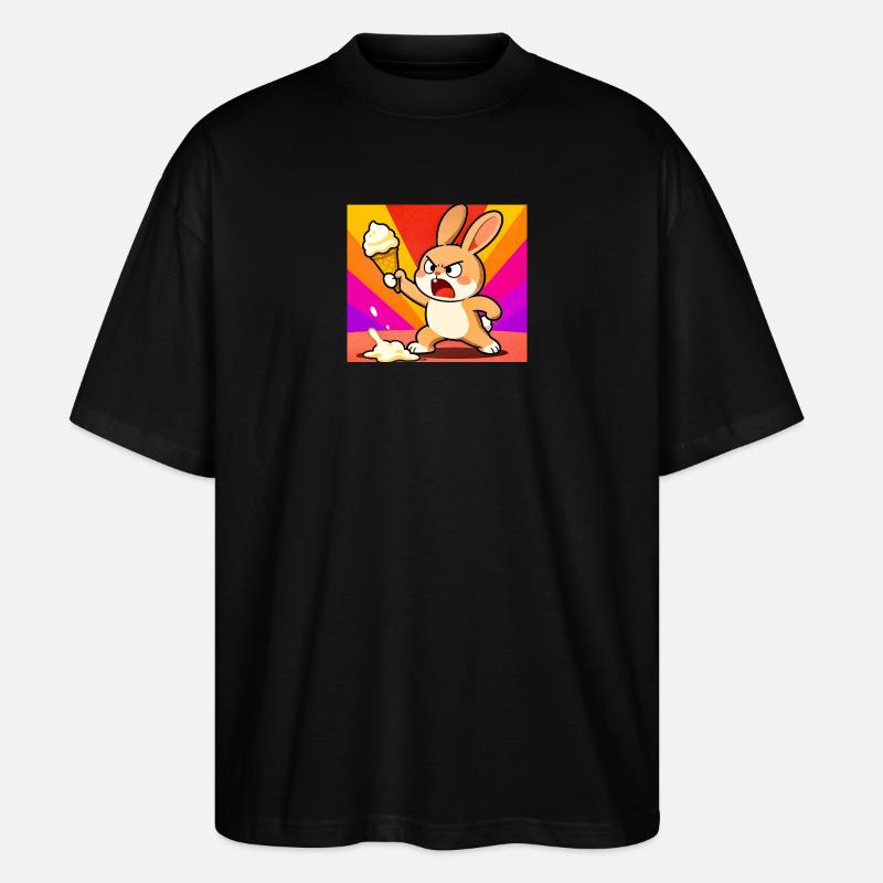 Wütender Hase mit Eiscreme - Stanley/Stella Oversized Unisex Bio T-Shirt Blaster 2.0 - Schwarz