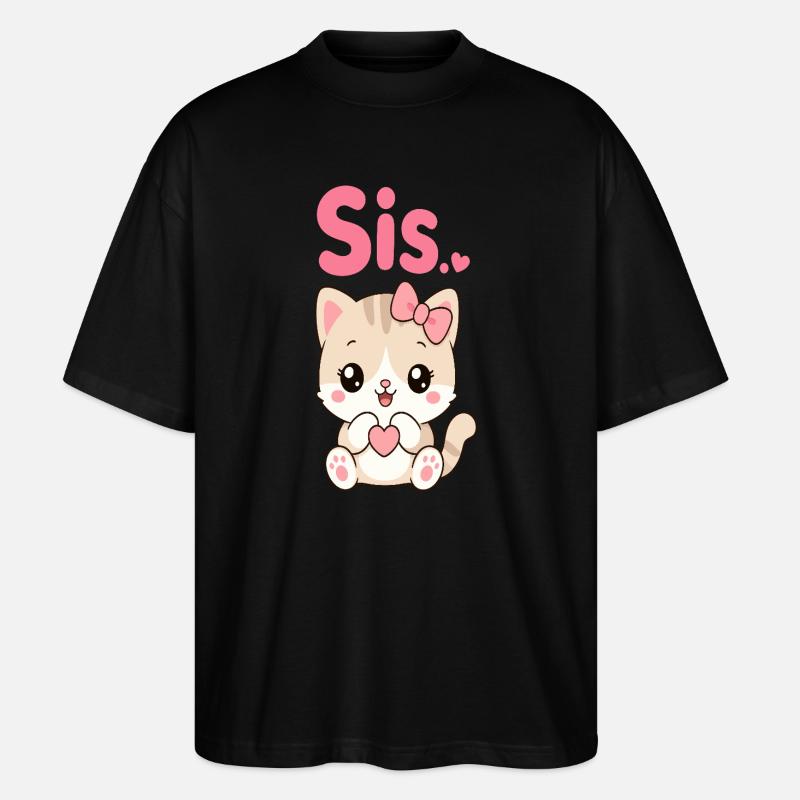 Katzen Sis Herzchen Kawaii - Stanley/Stella Oversized Unisex Bio T-Shirt Blaster 2.0 - Schwarz