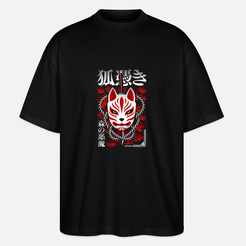 Japan Kitsune - Walddämon - Stanley/Stella Oversized Unisex Bio T-Shirt Blaster 2.0 - Schwarz