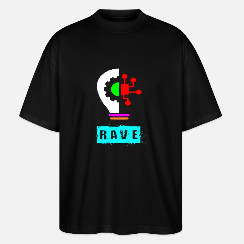 Rave-Glühbirne - Stanley/Stella Oversized Unisex Bio T-Shirt Blaster 2.0 - Schwarz
