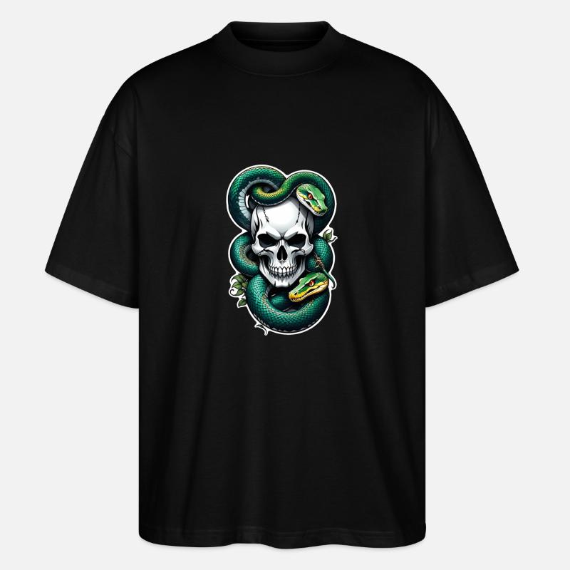 Schlangenskelett und Tattoo - Stanley/Stella Oversized Unisex Bio T-Shirt Blaster 2.0 - Schwarz