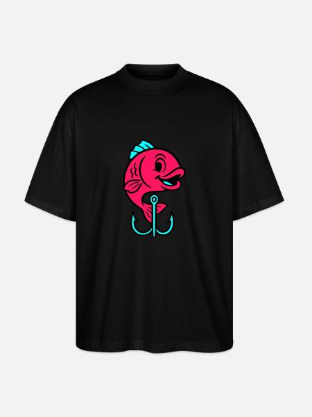 Fish Fish Hook Comic - Stanley/Stella Oversized Unisex Organic T-shirt Blaster 2.0 - black
