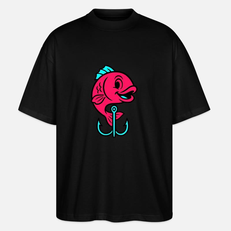Fish Fish Hook Comic - Stanley/Stella Oversized Unisex Organic T-shirt Blaster 2.0 - black
