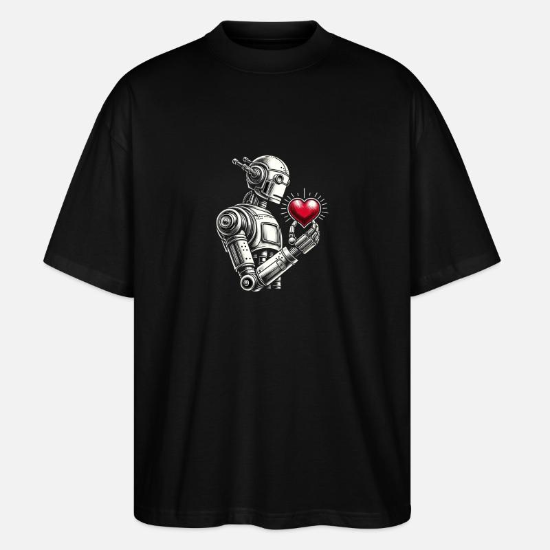 Roboter mit Herz - Stanley/Stella Oversized Unisex Bio T-Shirt Blaster 2.0 - Schwarz